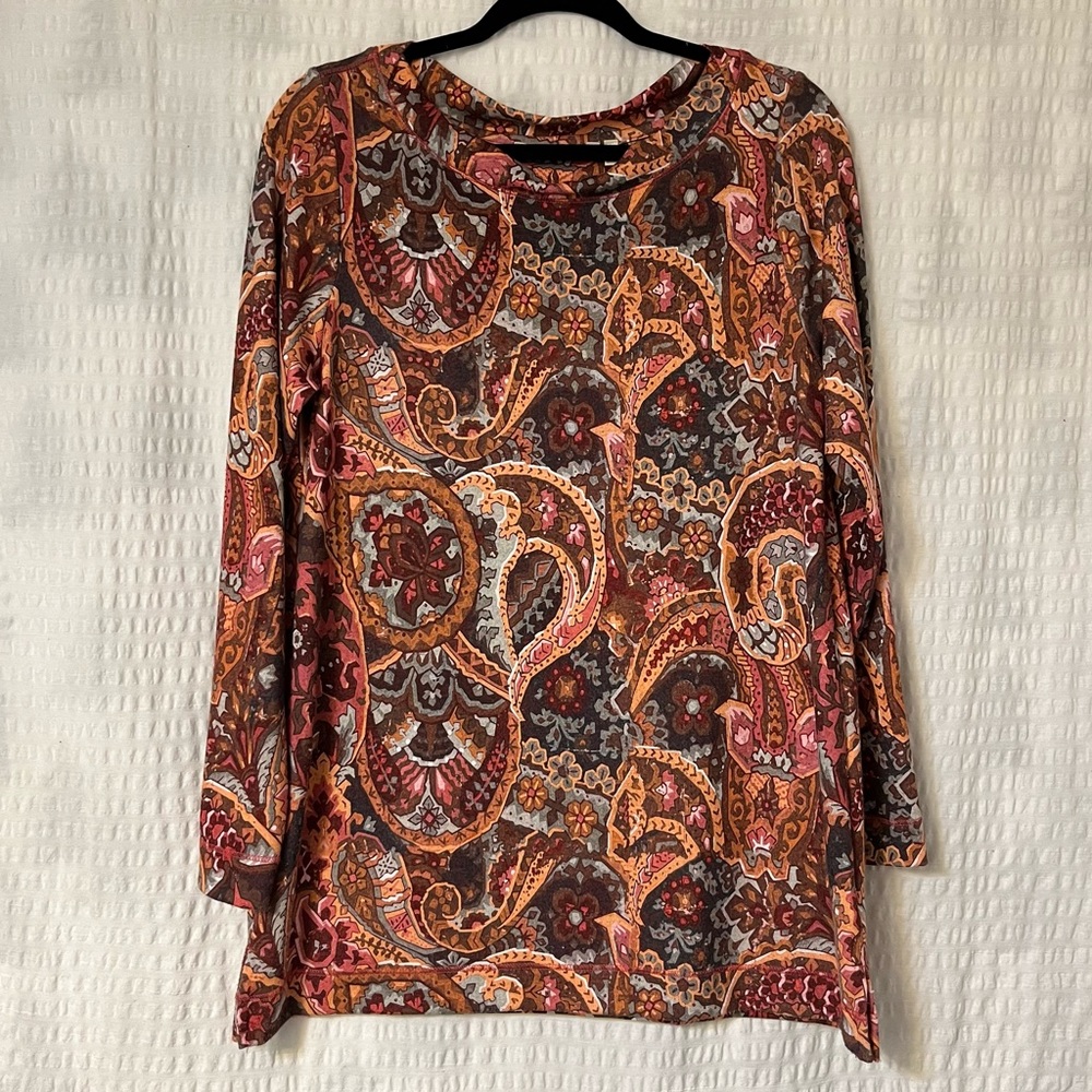 Soft Surroundings Ayrshire Colorful Paisley/Floral Top Women’s Size Small